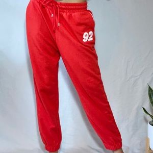 Bright Orange Racer Sweatpants with 92 Print